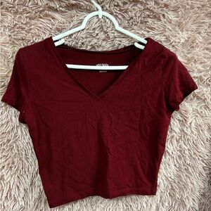 Maroon/red V-Neck crop top